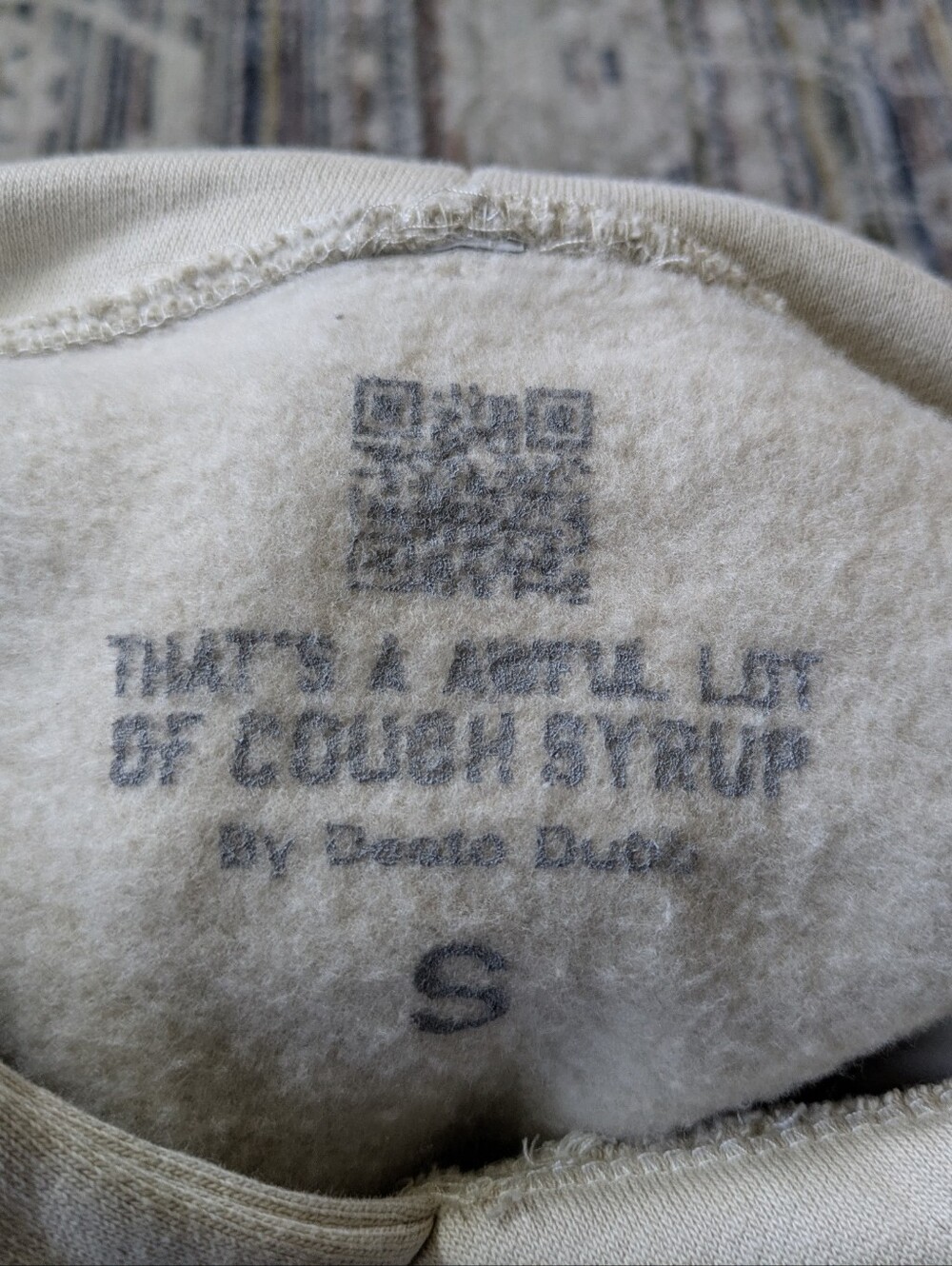 NWOT That's A Awful Lot Of Cough Syrup Desto Dubb Hoodie Cream Sz S - Picture 4 of 6